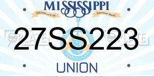 27SS223 Mississippi License Plate