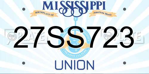 27SS723 Mississippi License Plate