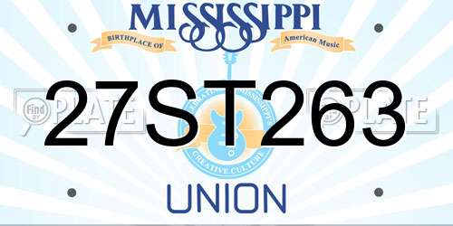 27ST263 Mississippi License Plate