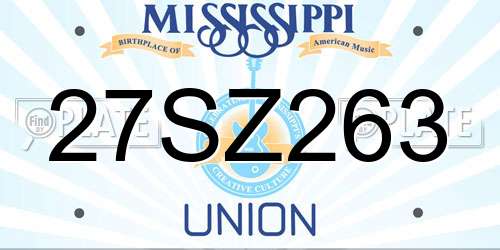 27SZ263 Mississippi License Plate