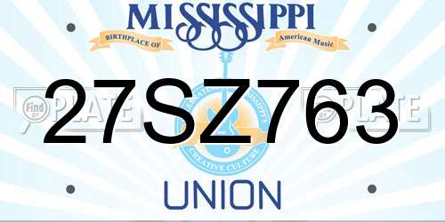 27SZ763 Mississippi License Plate
