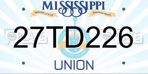 27TD226 Mississippi License Plate