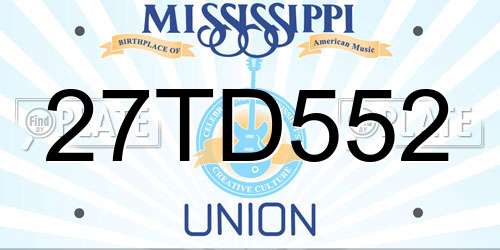 27TD552 Mississippi License Plate