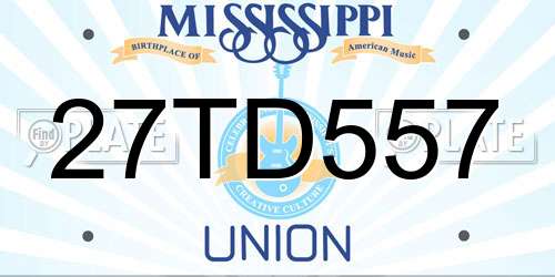 27TD557 Mississippi License Plate