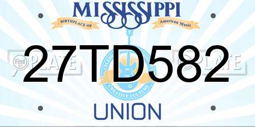 27TD582 Mississippi License Plate