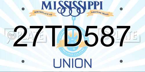 27TD587 Mississippi License Plate