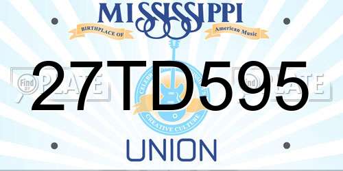 27TD595 Mississippi License Plate