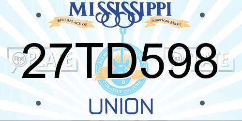27TD598 Mississippi License Plate