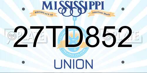 27TD852 Mississippi License Plate