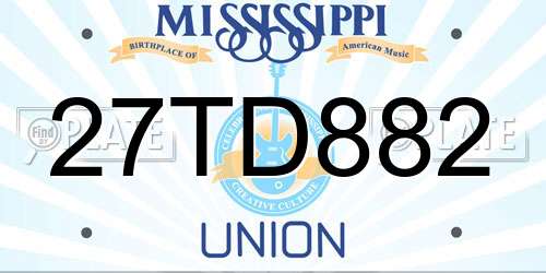 27TD882 Mississippi License Plate