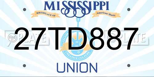 27TD887 Mississippi License Plate