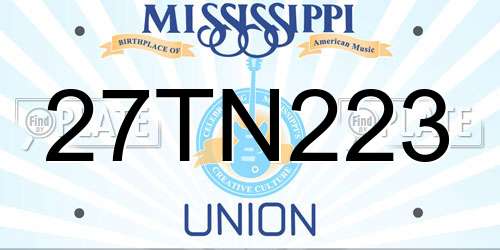 27TN223 Mississippi License Plate