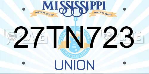 27TN723 Mississippi License Plate