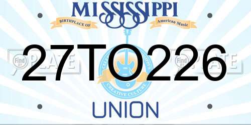 27TO226 Mississippi License Plate