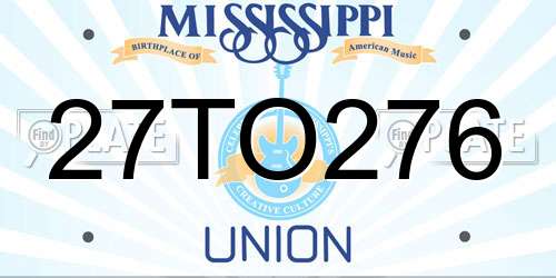 27TO276 Mississippi License Plate