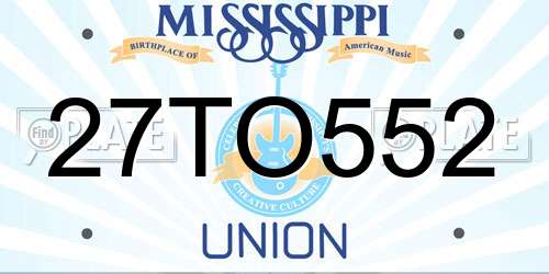 27TO552 Mississippi License Plate