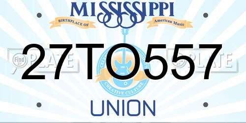 27TO557 Mississippi License Plate