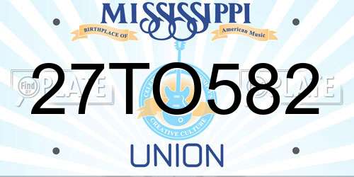 27TO582 Mississippi License Plate