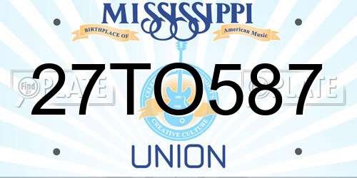 27TO587 Mississippi License Plate
