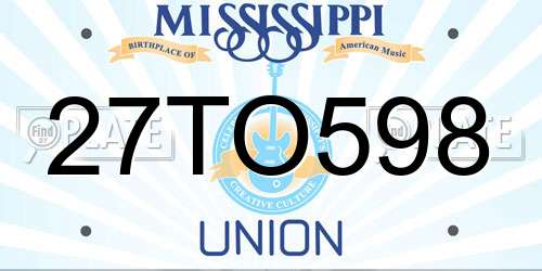 27TO598 Mississippi License Plate