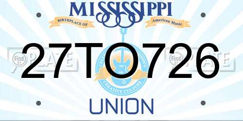 27TO726 Mississippi License Plate