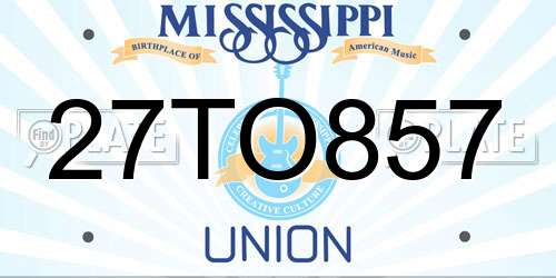 27TO857 Mississippi License Plate