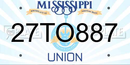 27TO887 Mississippi License Plate
