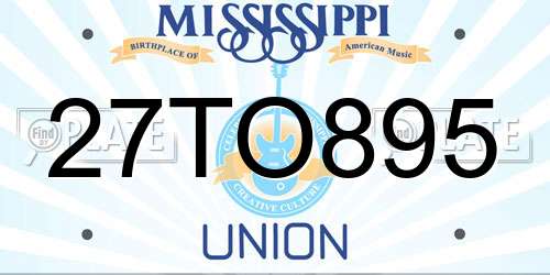 27TO895 Mississippi License Plate