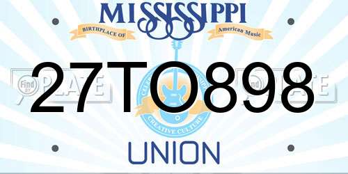 27TO898 Mississippi License Plate