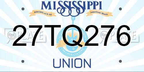 27TQ276 Mississippi License Plate