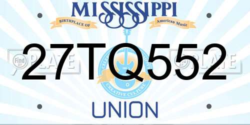 27TQ552 Mississippi License Plate