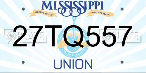 27TQ557 Mississippi License Plate
