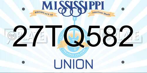 27TQ582 Mississippi License Plate