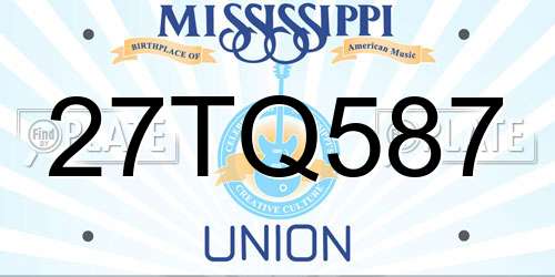 27TQ587 Mississippi License Plate