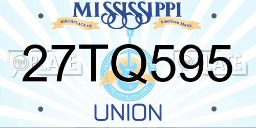 27TQ595 Mississippi License Plate