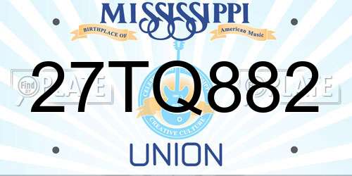 27TQ882 Mississippi License Plate
