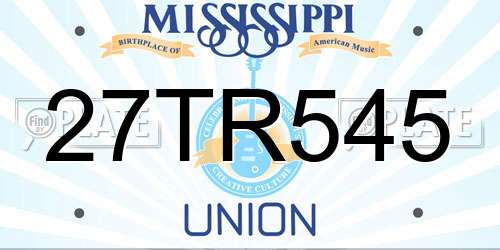 27TR545 Mississippi License Plate