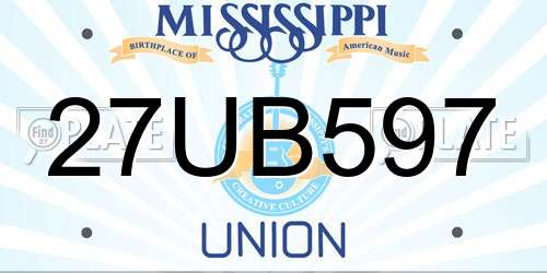 27UB597 Mississippi License Plate