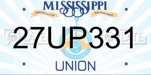 27UP331 Mississippi License Plate