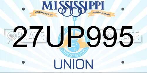 27UP995 Mississippi License Plate