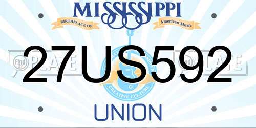 27US592 Mississippi License Plate