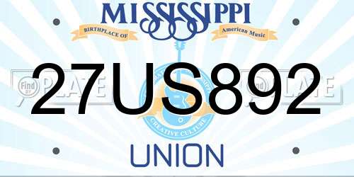 27US892 Mississippi License Plate