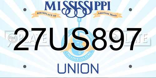27US897 Mississippi License Plate