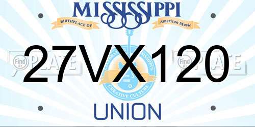 27VX120 Mississippi License Plate