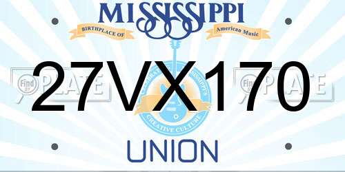 27VX170 Mississippi License Plate