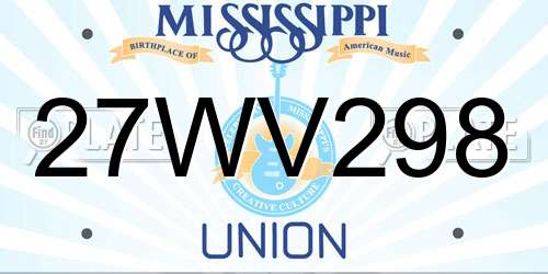 27WV298 Mississippi License Plate
