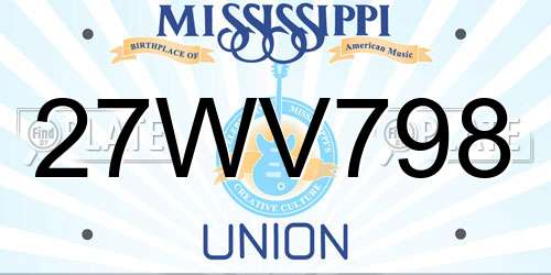27WV798 Mississippi License Plate