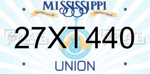 27XT440 Mississippi License Plate