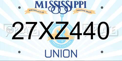 27XZ440 Mississippi License Plate
