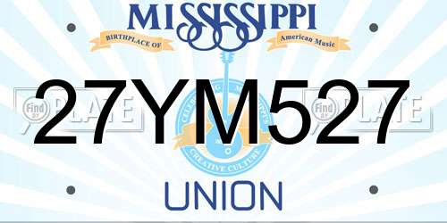 27YM527 Mississippi License Plate